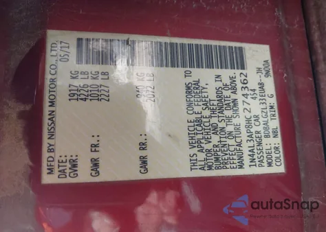 2017 Nissan Altima 2.5 S z USA, uszkodzony, nr VIN 1N4AL3AP8HC274362